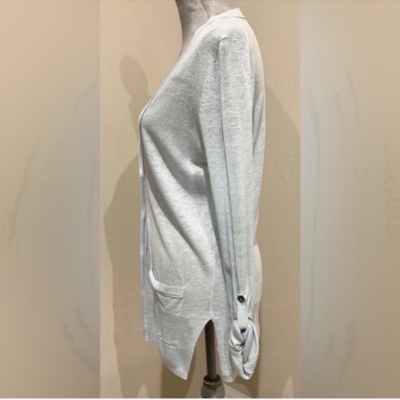 Ann Taylor Sky Blue Linen Cardigan s M - Picture 3 of 7